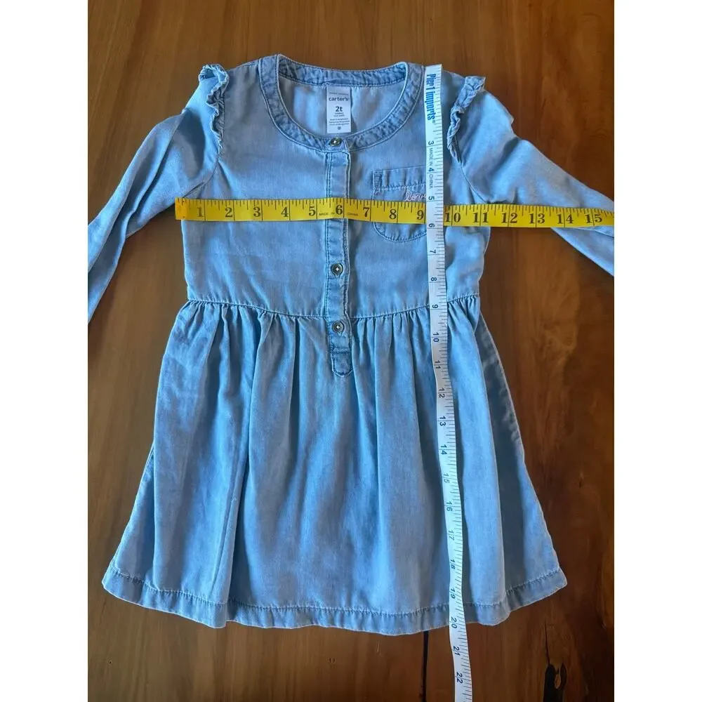 Lot of 3 Girls Dresses 2t 3t Chambray Gingham Floral